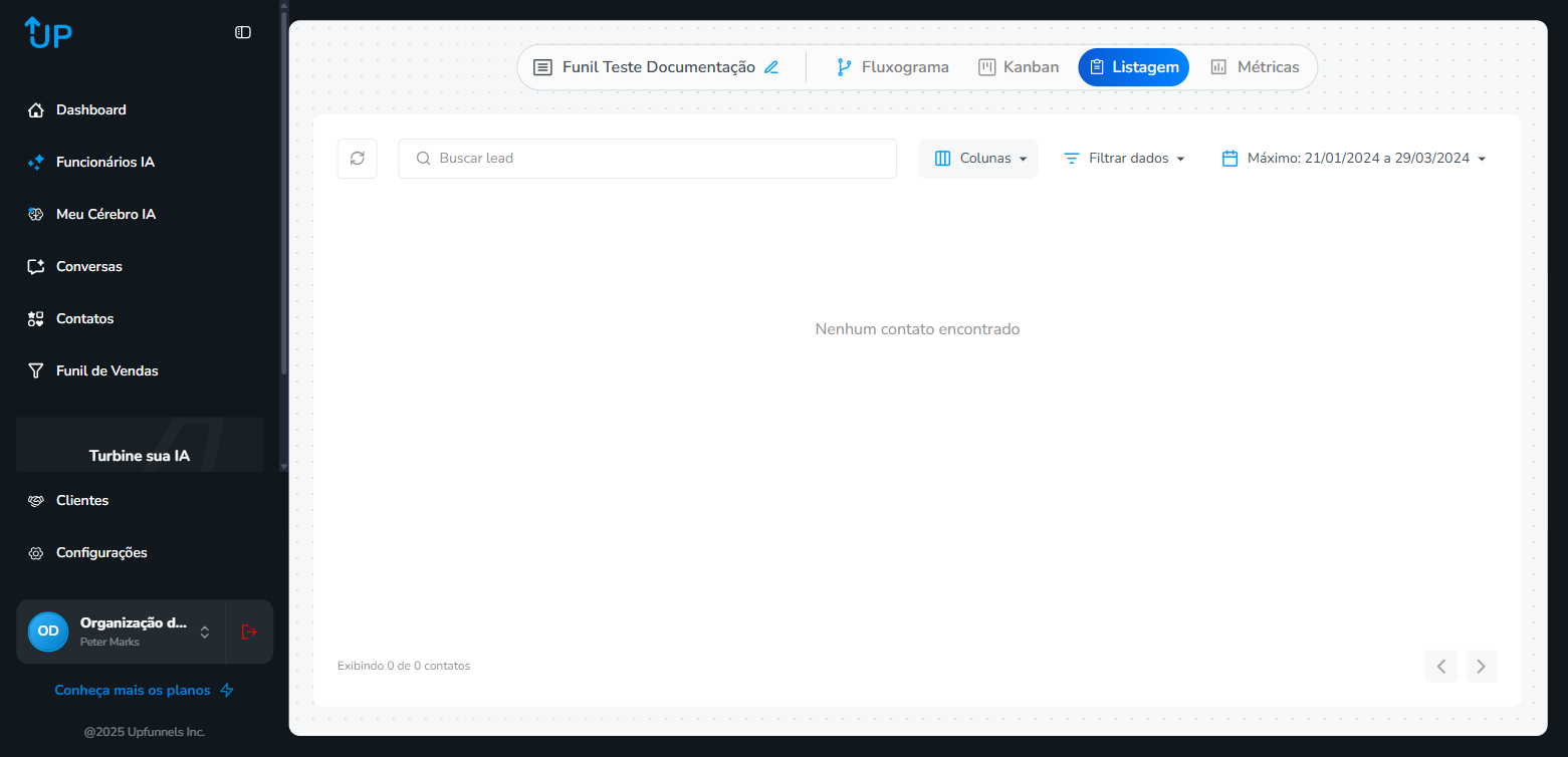 Aba Listagem  -  visão geral