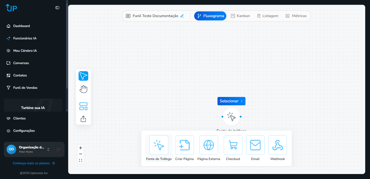 Componente Fonte de Tráfego no canvas