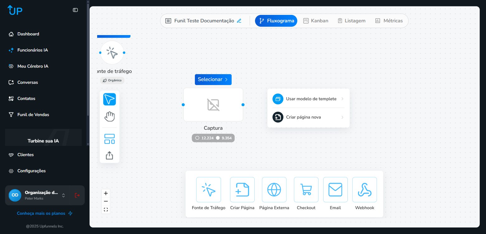 Opções de Criar Página