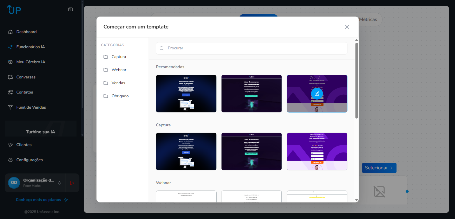 Galeria de templates de página