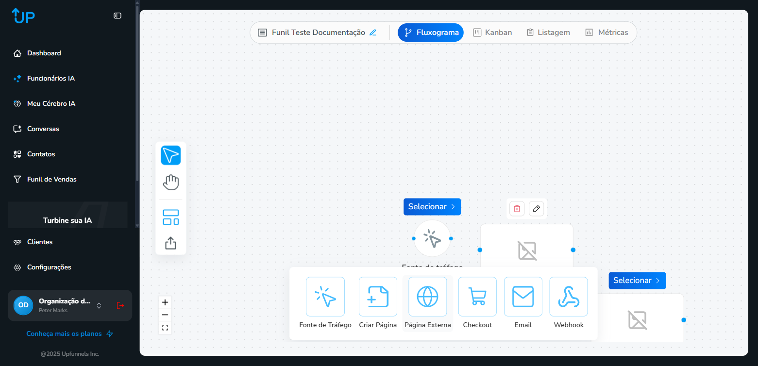 Componente Página Externa no canvas
