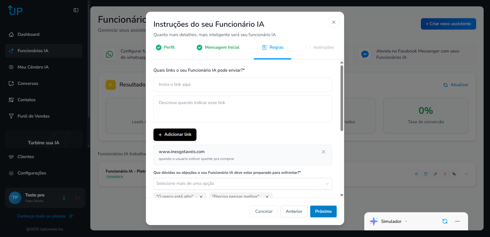 Editar Assistente - Regras