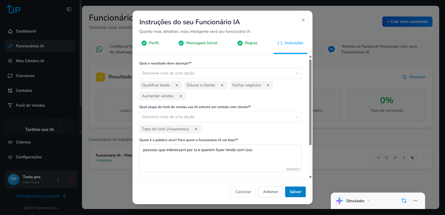 Editar Assistente - Instruções