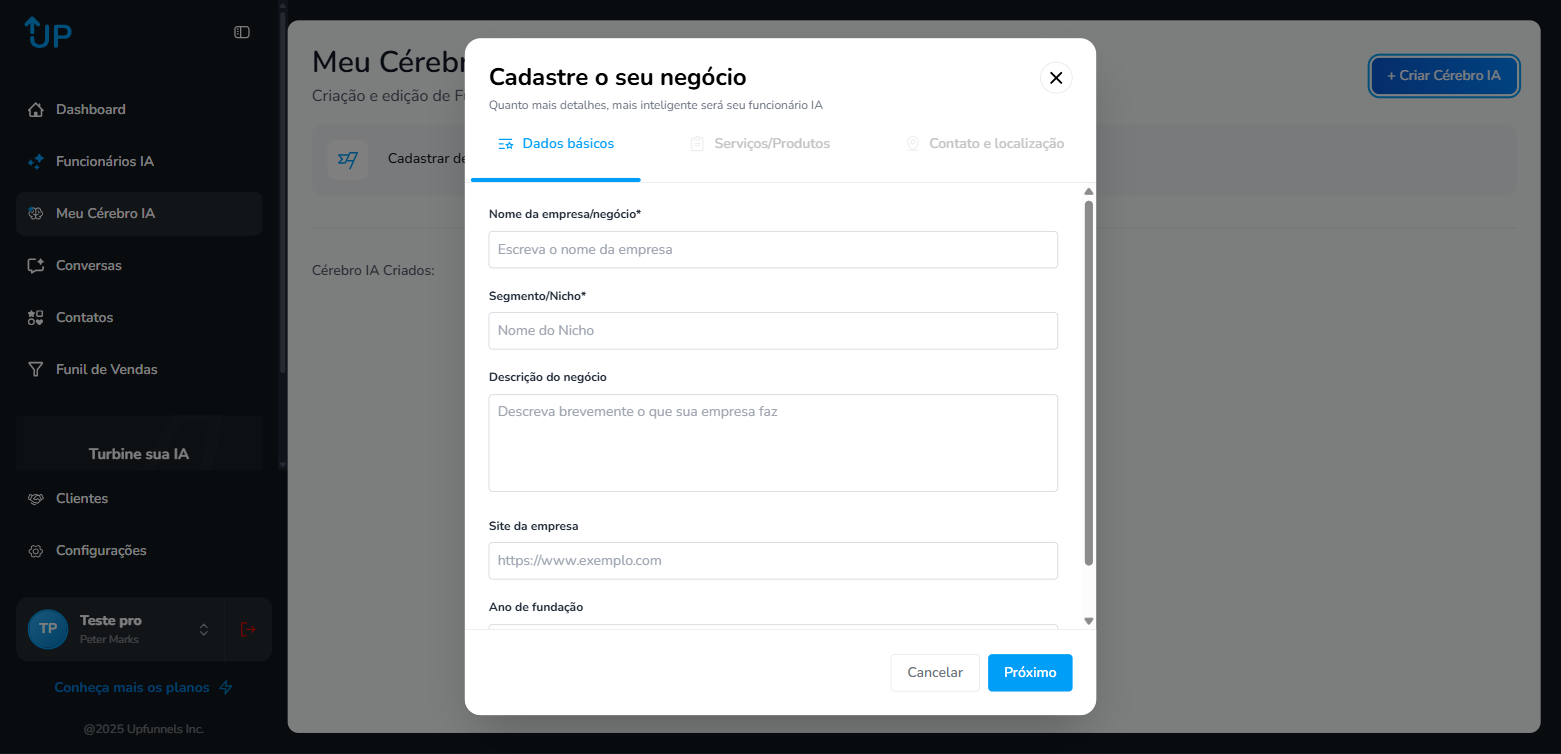 Criar Cérebro - Dados Básicos