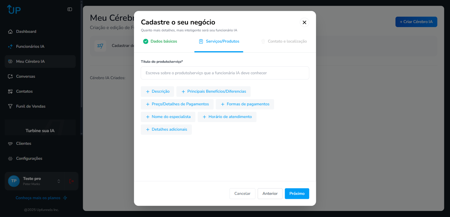 Criar Cérebro - Serviços/Produtos