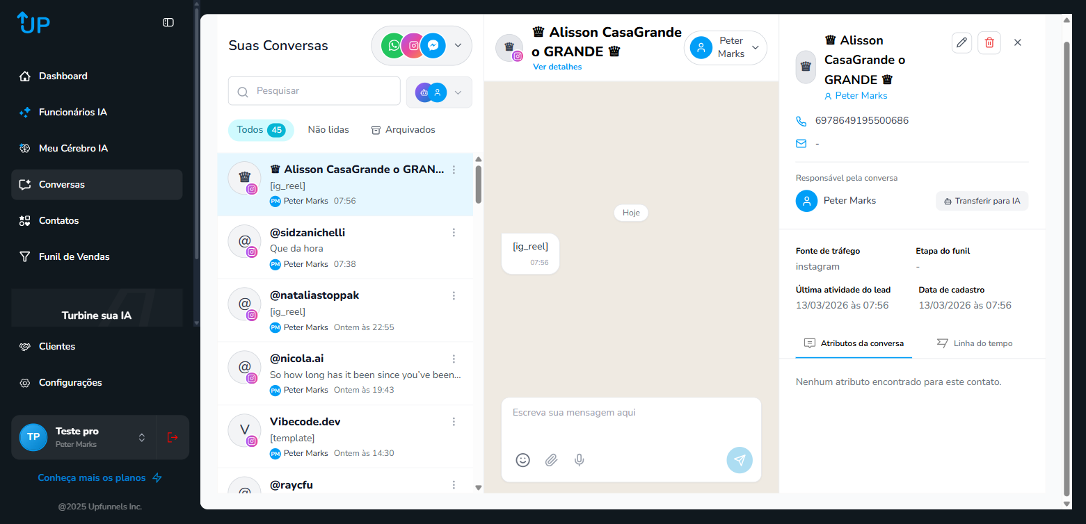 Detalhes do contato na conversa
