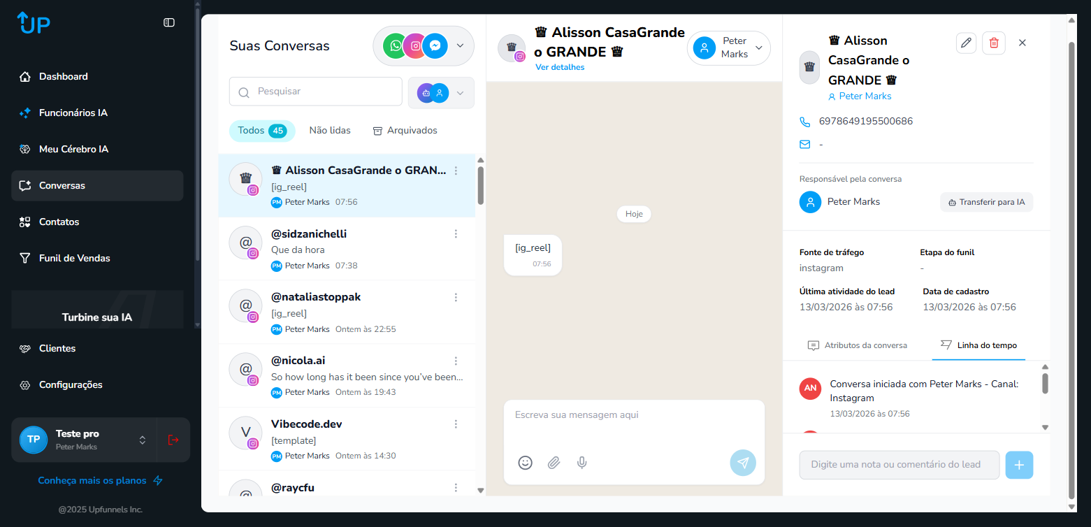 Linha do tempo do contato