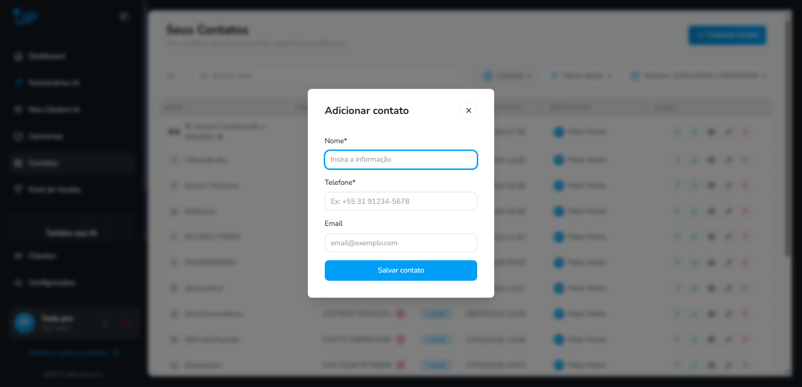 Modal Cadastrar Contato