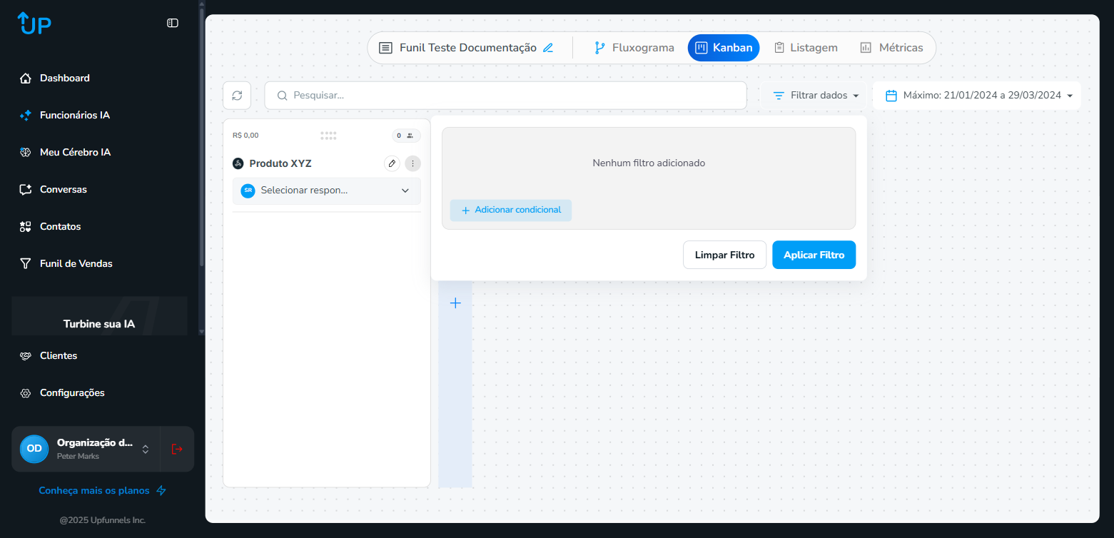 Kanban  -  filtrar dados
